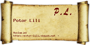 Potor Lili névjegykártya